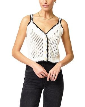 Central Park West Noa Crochet Button Tank - White