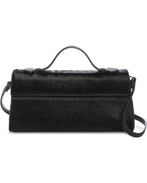 Aqua East West Calf Hair Top Handle Shoulder Bag - Black