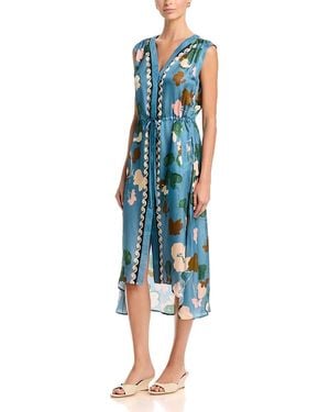 Johnny Was Axelle Descano V Neck Midi Dress - Blue