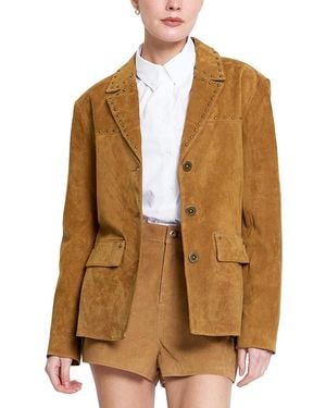 Central Park West Odessa Studded Bf Blazer - Brown