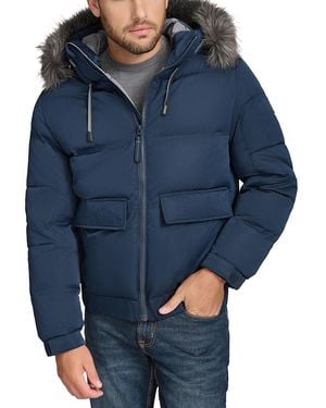 Andrew Marc Lithgow Bomber Jacket With Removable Hood - Blue