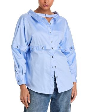 ROKH Multi Button Broken Shirt - Blue