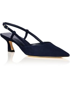 Stuart Weitzman Vinnie 50 Slingback Suede Pumps - Blue
