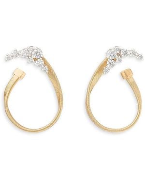 Marco Bicego 18K Marrakech Diamond Graduated Cluster Spiral Hoop Earrings - Metallic