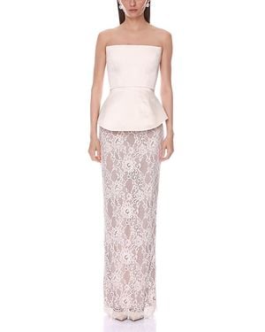 Bronx and Banco Strapless Satin & Lace Maxi Dress - White