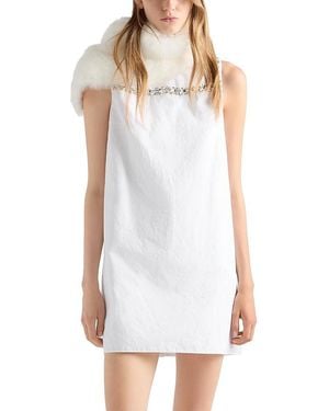 Prada Embroidered Old Reps Fabric Mini Dress - White