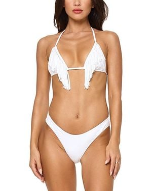 LSPACE L*Space Sienna Fringe Triangle Bikini Top - White