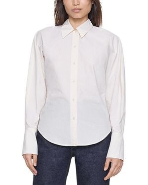 OSSOU Ridge Cotton Button Front Shirt - White
