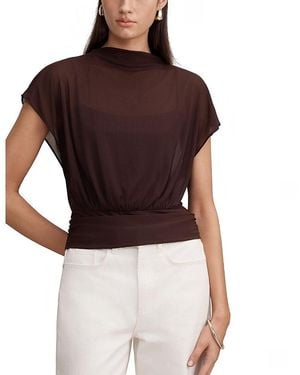EVER NEW Mattie Mesh Overlay Top - Brown