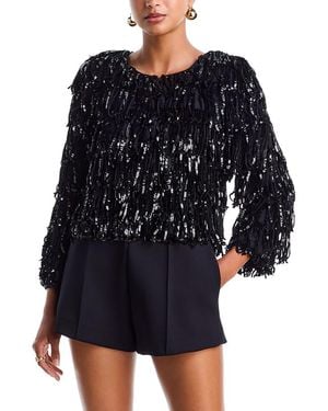 Alice + Olivia Fawn Fringe Sequin Jacket - Blue