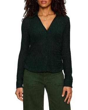 Sanctuary Juno Textured Button Front Top - Green