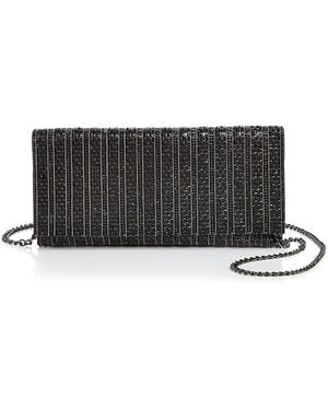 Aqua Megan Crystal Beaded Clutch - Metallic