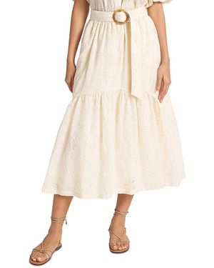 Matty M Liora Tiered Midi Skirt - Natural