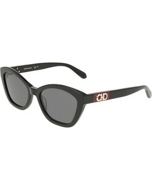 Ferragamo Gancini Charm Cat Eye Sunglasses, 55Mm - Gray
