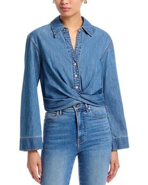 Veronica Beard Timothy Twist Hem Denim Shirt - Blue