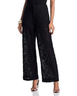 Aqua Lace Wide Leg Pants - Black