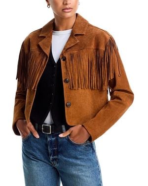 Blank NYC Leather Fringe Jacket - Brown
