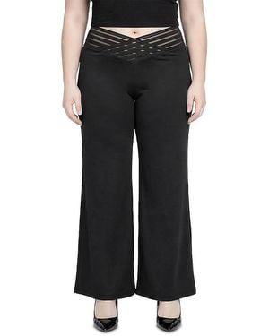 Standards & Practices Plus Mesh V Waistband Palazzo Pants - Black
