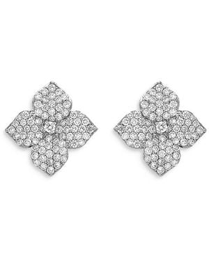 Piranesi 18K Fiore Diamond Pave Flower Large Stud Earrings - White