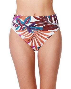 Gottex Plantopia Mid Rise Shirred Bikini Bottom - Pink