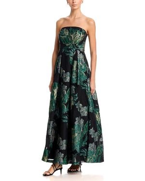 Eliza J Strapless Jacquard Gown - Green