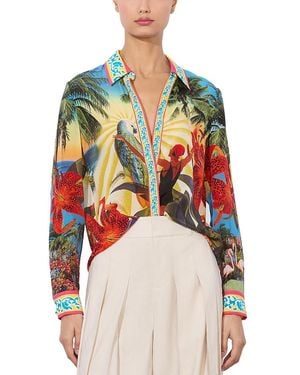 Alice + Olivia Willa Silk Shirt - Red