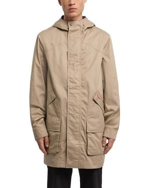 HUNTER Downing Coated Cotton Hooded Rain Jacket - Natural