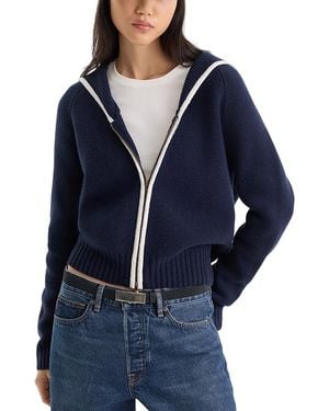 GOOD AMERICAN Sailor Merino Wool & Cashmere Cardigan Sweater - Blue