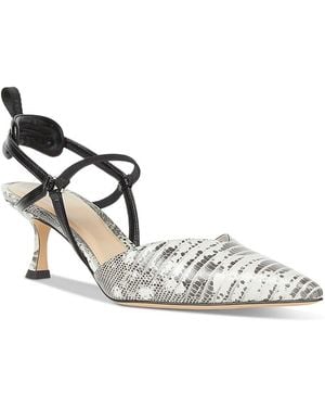 Fendi Colibri Embossed Leather Slingbacks - Metallic