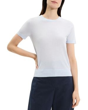 Theory Lightweight Wool Short Sleeve Top - Gray