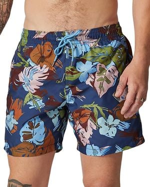 Rodd & Gunn Dartmoor Bay Foliage Print 7 Swim Trunks - Blue