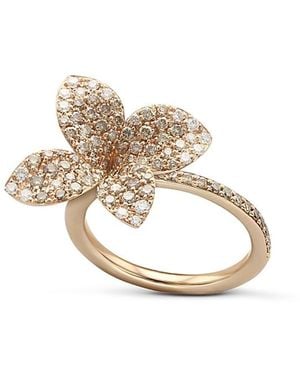 Pasquale Bruni 18K Rose Secret Garden Pave Diamond Four Petal Flower Ring - White