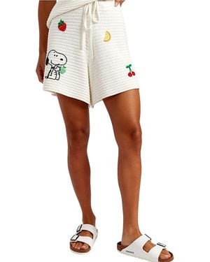 Chinti & Parker Cotton Snoopy Crochet Shorts - White