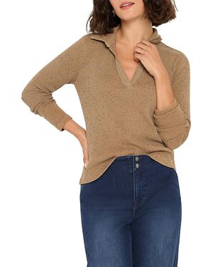 NIC+ZOE Rib Long Sleeve Polo Top - Blue