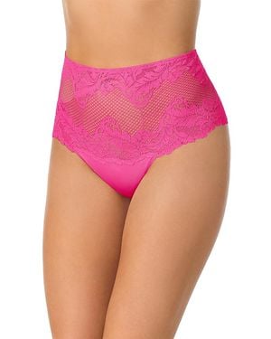 Le Mystere Lace Allure High Waist Thong - Pink