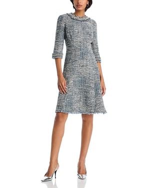 Teri Jon Embellished Tweed Dress - Blue