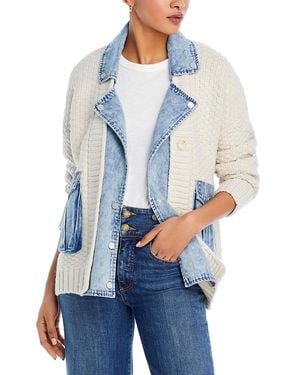 Blank NYC Mixed Media Cardigan - Blue