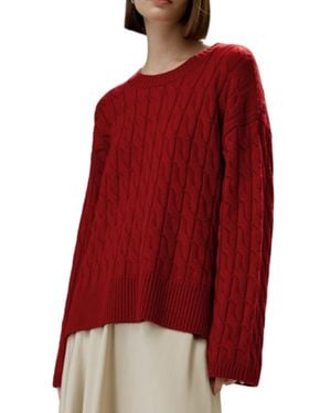 LILYSILK Ultrafine Merino Wool Crewneck Sweater - Red