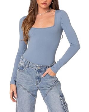 Edikted Joanna Square Neck Bodysuit - Blue