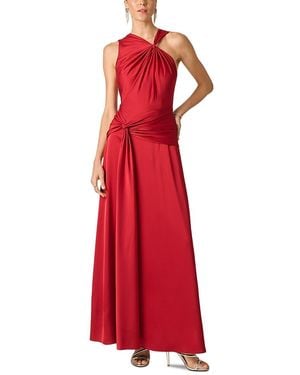 Aidan Mattox Asymmetric Twisted Satin Gown - Red