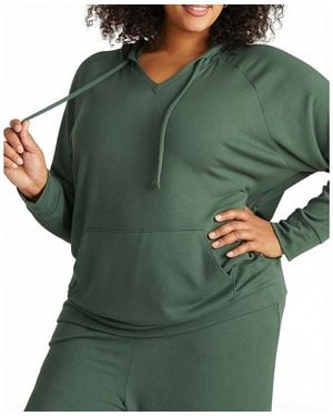 UNIVERSAL STANDARD Plus Travelknit V-Neck Hoodie - Green