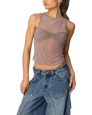 Edikted Erica Sheer Gathered Top - Blue