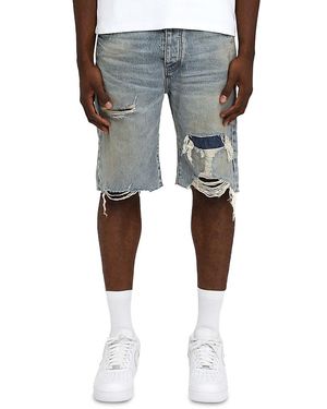 Purple Brand Faros Relaxed Fit Patched Shorts - Blue