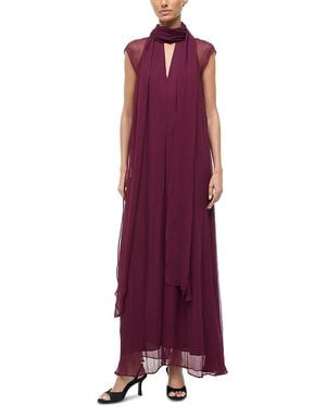 STAUD Camilla Tie Neck Maxi Dress - Purple