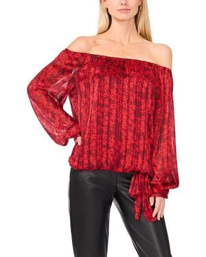 Vince Camuto Off Shoulder Long Sleeve Top - Red