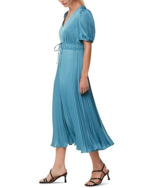 Whistles Delilah Satin Pleated Dress - Blue