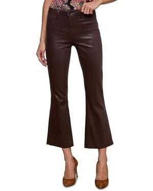 L'Agence Kendra High Rise Cropped Flared Jeans - Brown