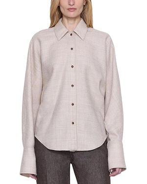 OSSOU Ridge Button Front Wool Shirt - Natural