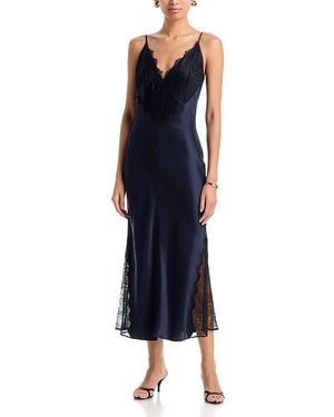 Anine Bing Judy Lace Panel Slip Dress - Blue