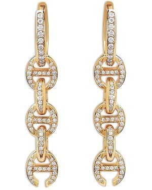 Hoorsenbuhs 18K Heritage Diamond Pave Chain Link Drip Hoop Earrings - Metallic